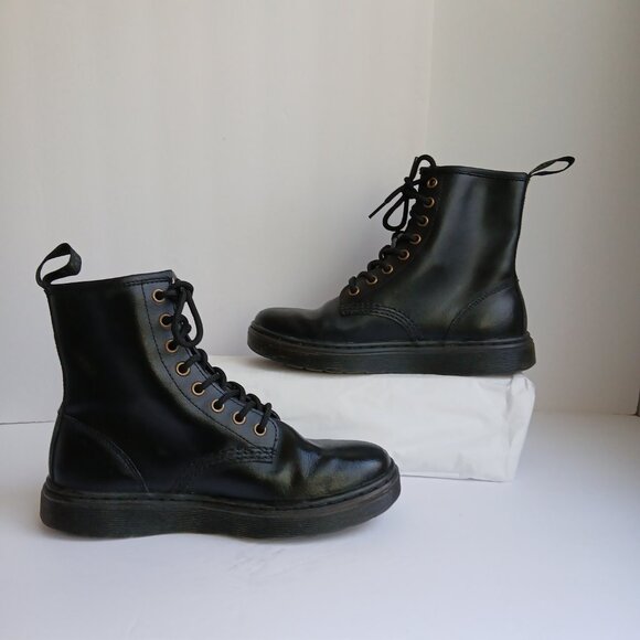 Dr. Martens Black Leather 'Zavala' 8 Hole Combat Boots New WOB Sz US W 7.5 M 6 - Picture 3 of 12